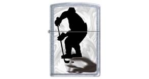 Зажигалка ZIPPO Хоккеист, с покрытием Street Chrome™, латунь/сталь, серебристая, 36x12x56 мм